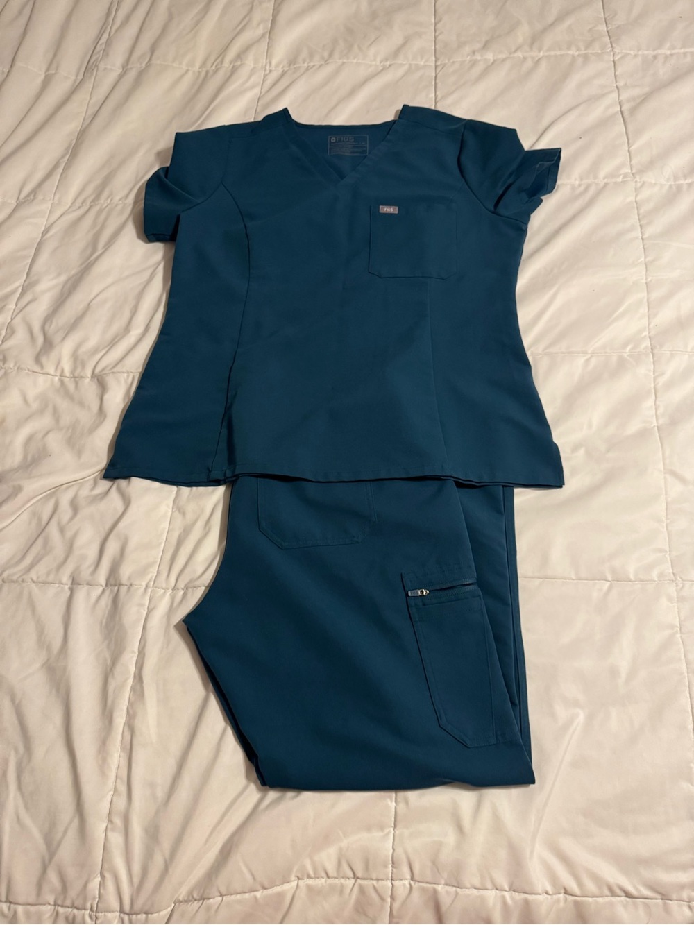 Figs V-Neck Scrub Top in Deep Teal Blue